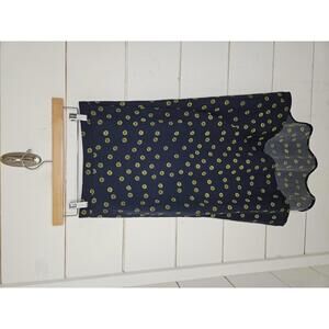 J. Crew Navy and Yellow FlowrPolka Dot Skirt